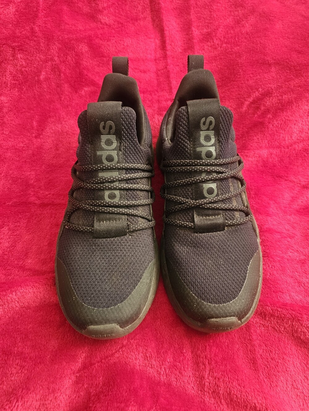 Adidas Big Boy Black Knit Lace-Up Sneakers